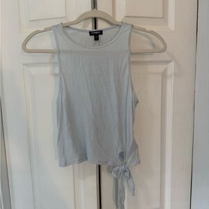 Express Blue Sleeveless Crop Tie Front Tank Top